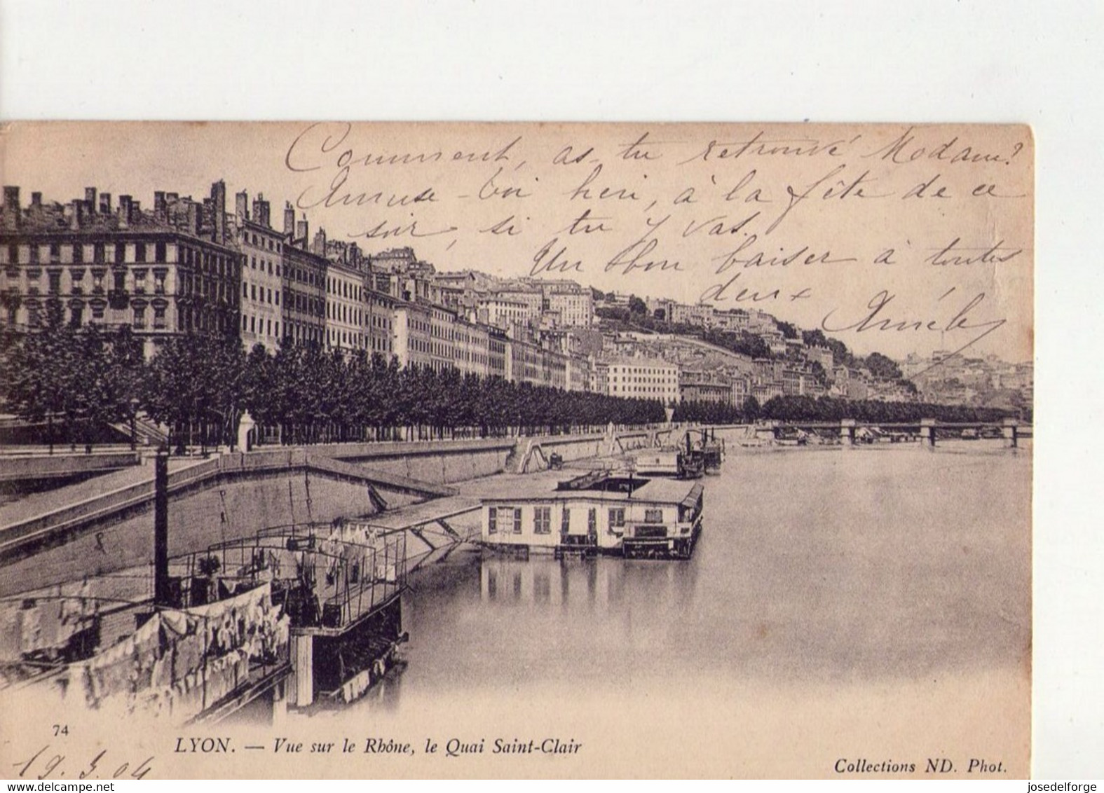 CPA - 69 - 46 -  LYON -  VUE SUR LE RHONE - LE QUAI SAINT CLAIR - - Sonstige & Ohne Zuordnung