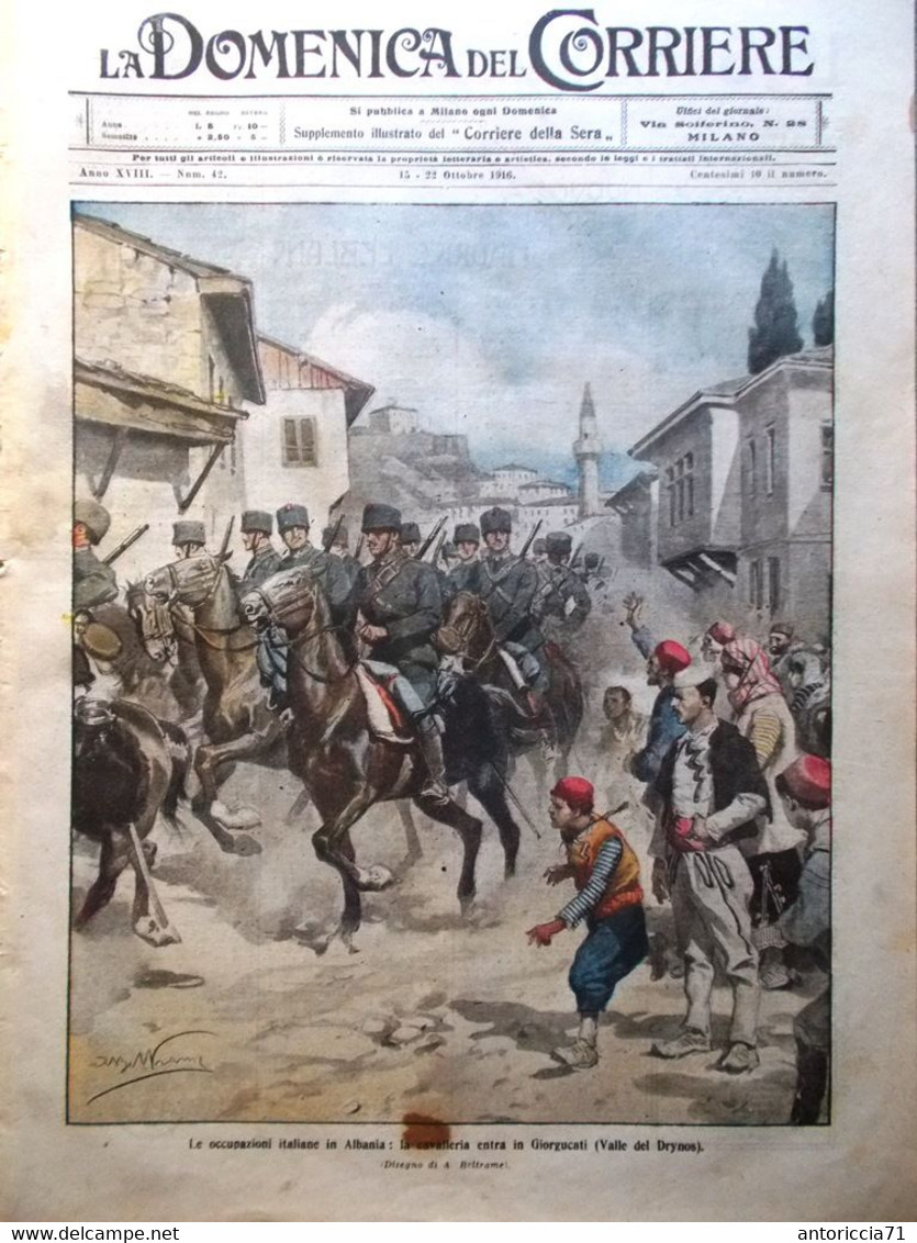 La Domenica Del Corriere 15 Ottobre 1916 WW1 Battisti Drynos Perrucchetti Alpini - Guerre 1914-18