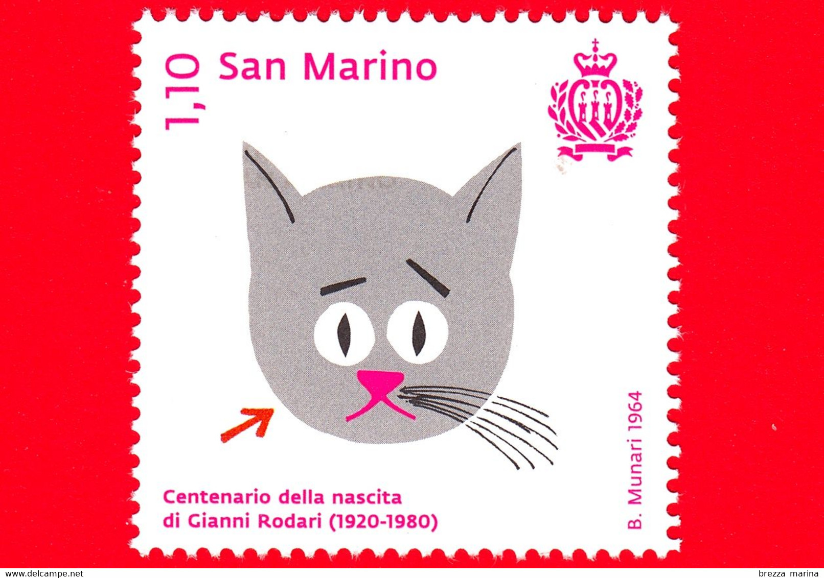 Nuovo - MNH - SAN MARINO - 2020 - 100 Anni Della Nascita Di Gianni Rodari, Scrittore Italiano Per Ragazzi - Gatto - 1.10 - Oblitérés