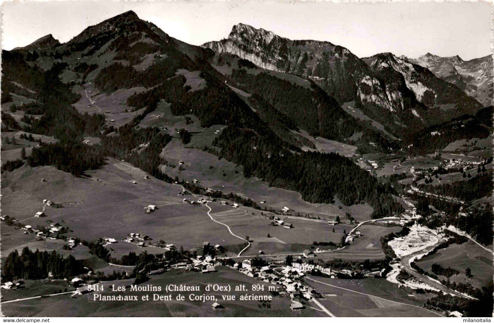 Les Moulins (Chateau D'Oex) - Planachaux Et Dent De Corjon, Vue Aerienne (5414) * 18. 8. 1955 - La Chaux