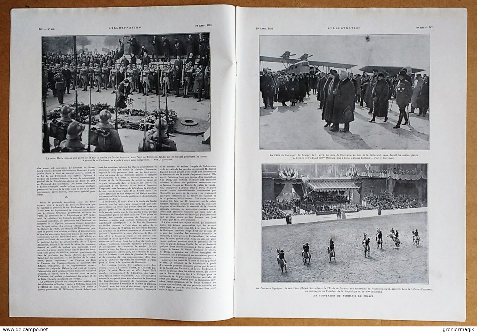 L'Illustration 4233 19/04/1924 Ferdinand Et Marie De Roumanie En France/Algérie/Vizille/Notre-Dame De Chartres/Egypte - L'Illustration