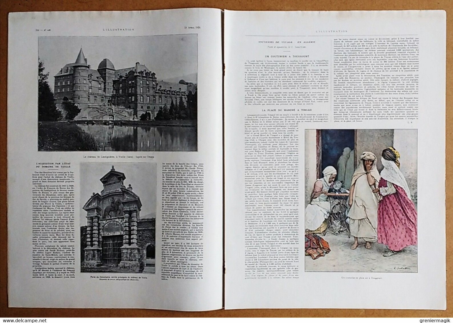 L'Illustration 4233 19/04/1924 Ferdinand et Marie de Roumanie en France/Algérie/Vizille/Notre-Dame de Chartres/Egypte