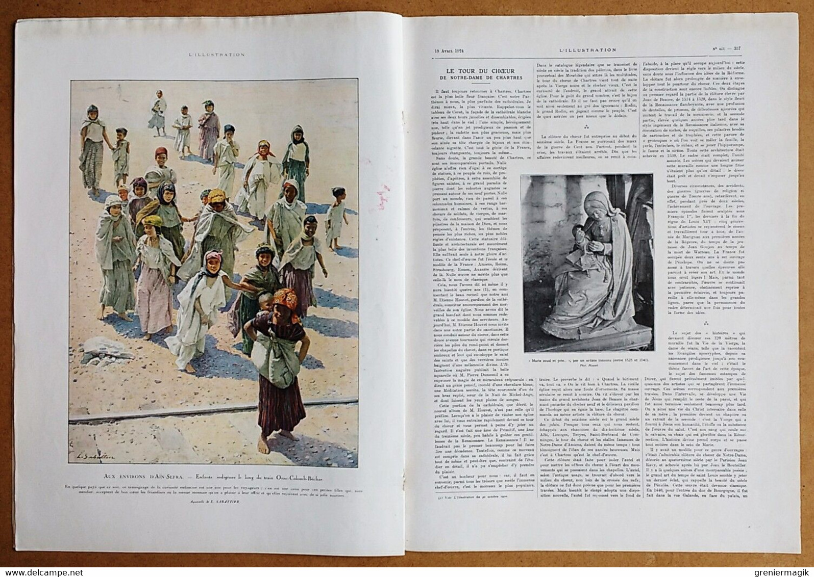 L'Illustration 4233 19/04/1924 Ferdinand et Marie de Roumanie en France/Algérie/Vizille/Notre-Dame de Chartres/Egypte