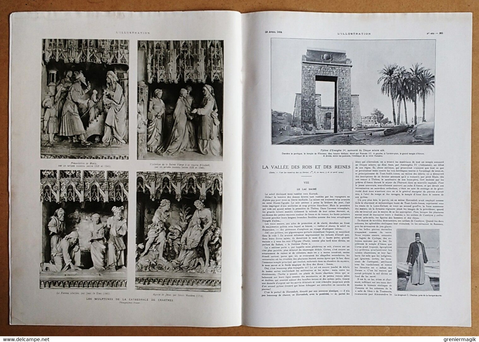 L'Illustration 4233 19/04/1924 Ferdinand et Marie de Roumanie en France/Algérie/Vizille/Notre-Dame de Chartres/Egypte