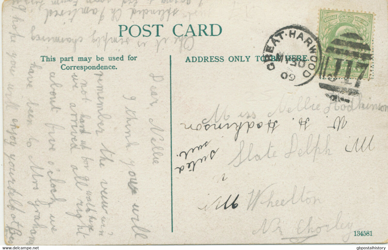 GB „J17 / GREAT-HARWOOD“ Very Fine Duplex (3VOD) (POSTMARK-ERROR: NO TIME) - Storia Postale