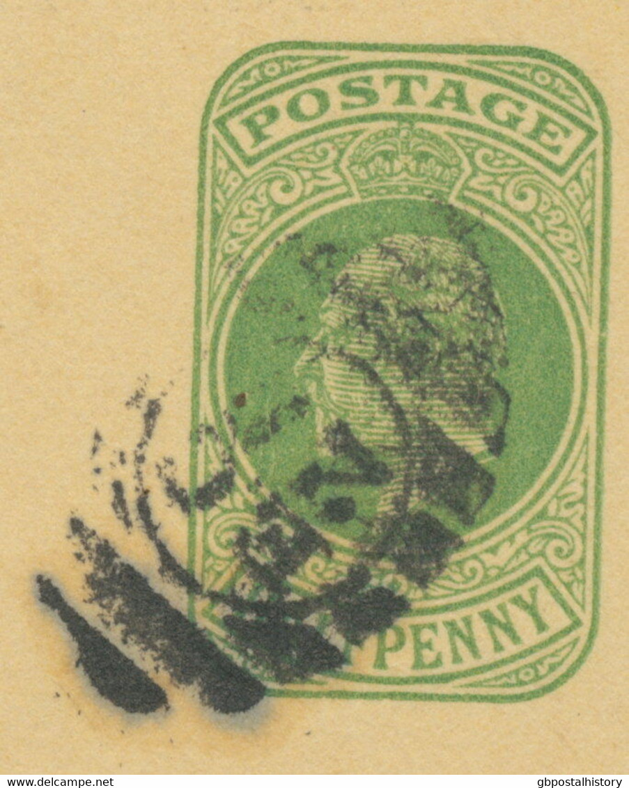 GB 190?, EVII 1/2 D. Yellow-green Superb Wrapper With Barred Cancel "E.C / 20" - Storia Postale