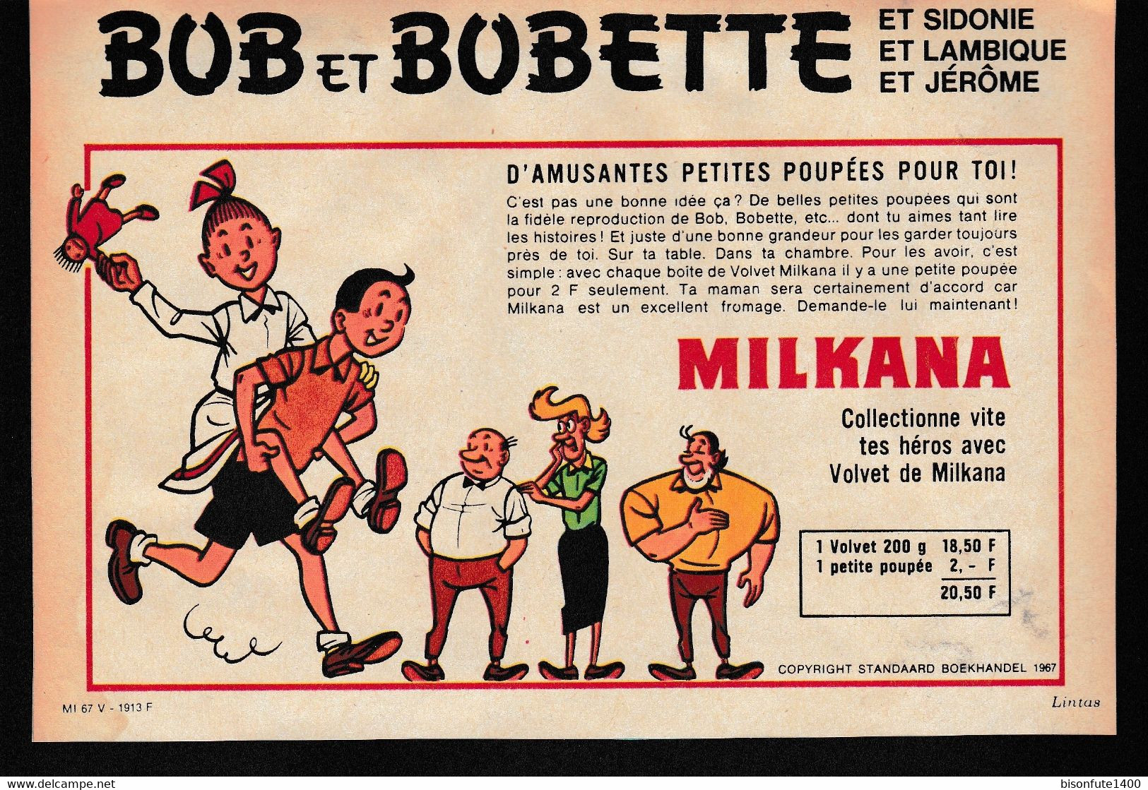 Lot De 3 Publicités Avec Bob Et Bobette De 1967 ( Voir Photos ). - Bob Et Bobette