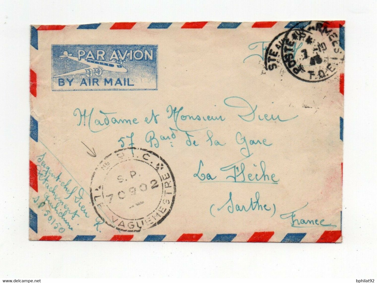 !!! INDOCHINE, LETTRE PAR AVION DE 1945, CACHET SP 70902 - Storia Postale