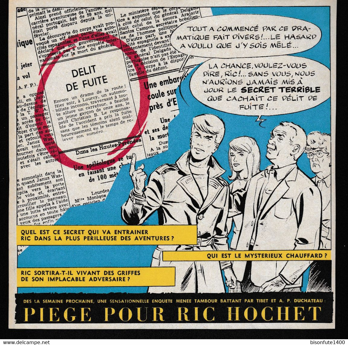 Une Publicité Avec Les Personnages De Ric HOCHET De 1965 ( Voir Photo ). - Ric Hochet