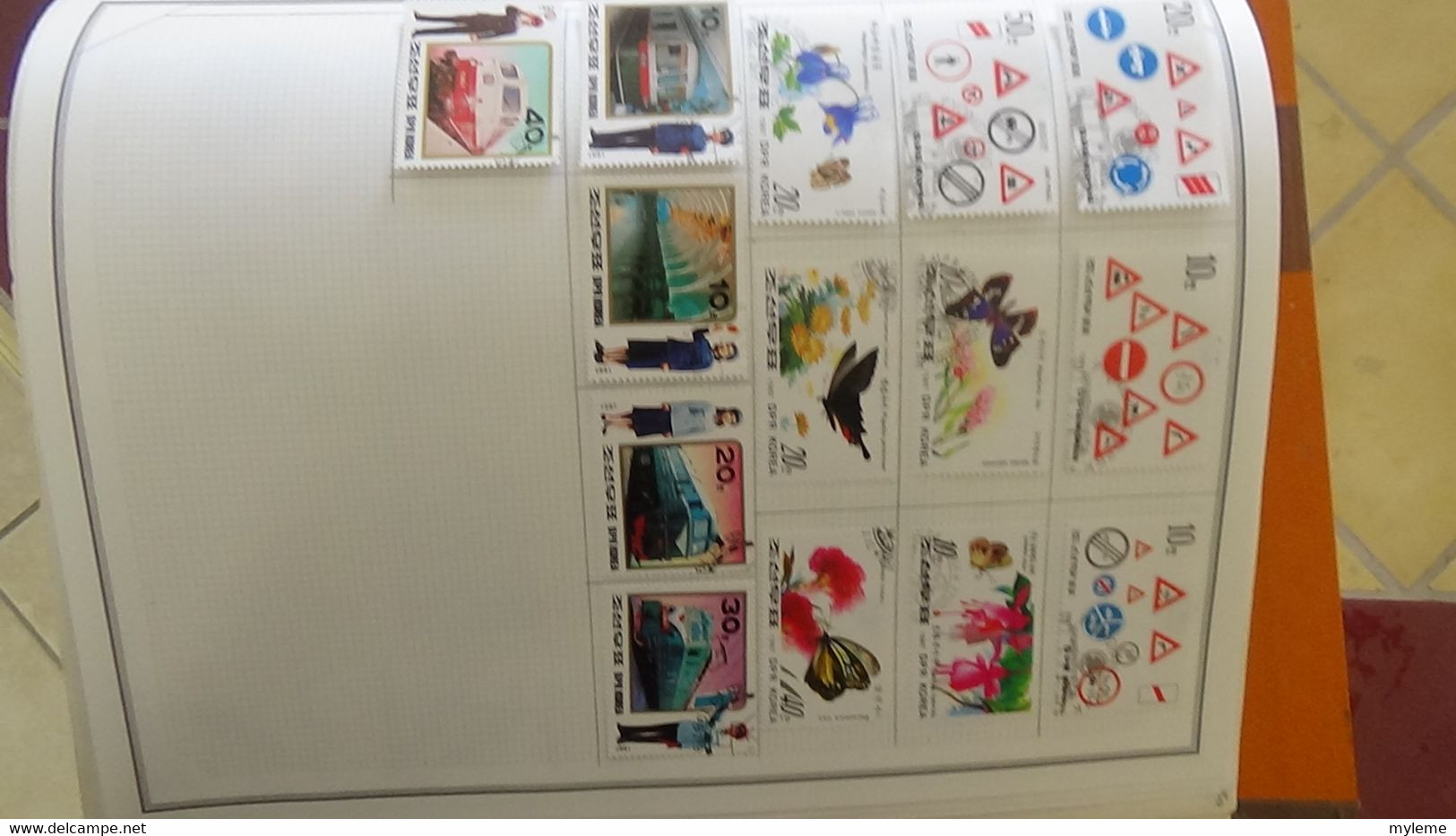 R31 Sur feuilles de cahier timbres Corée, Hong-Kong, Indes, Indochine . Port offert à 50 % pour la France