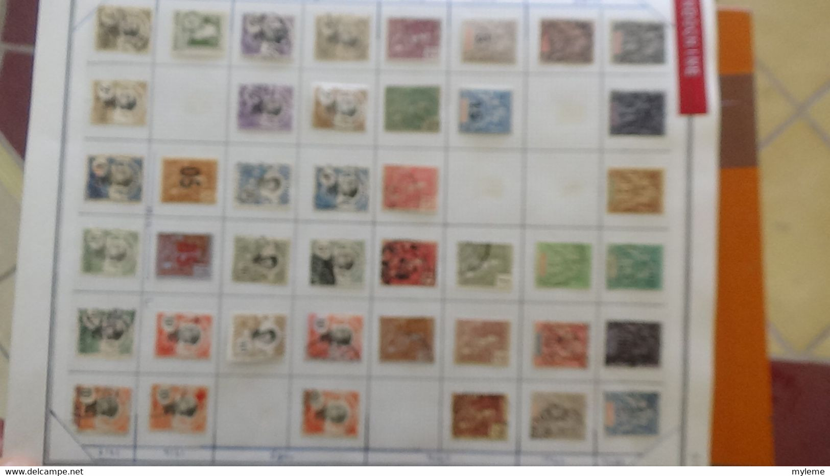 R31 Sur feuilles de cahier timbres Corée, Hong-Kong, Indes, Indochine . Port offert à 50 % pour la France