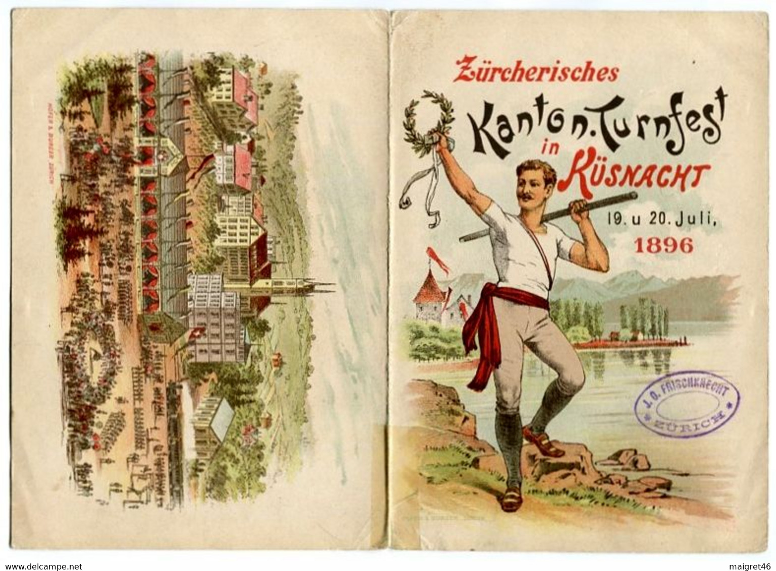 PROGRAMMA  MANIFESTAZIONE ZURCHERISCHES KANTON TURNFEST KUSNACHT 19 20 JULI ANNO 1896 ZURIGO SVIZZERA - Küsnacht