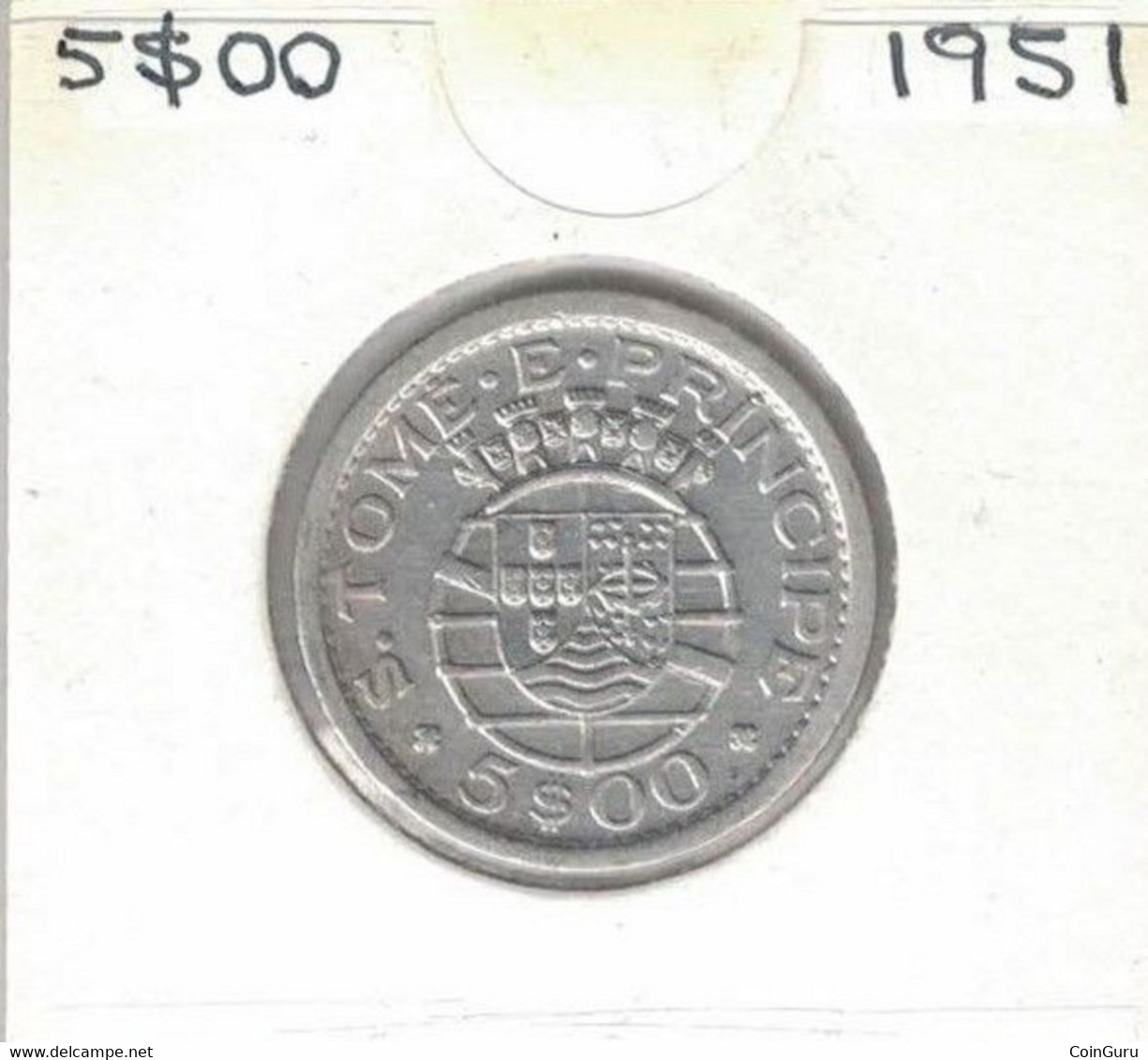 Sao Tome And Principe , Saint Thomas 50 Centavos 1951, KM#13, 72K Mintage, Scarce - Sao Tome And Principe