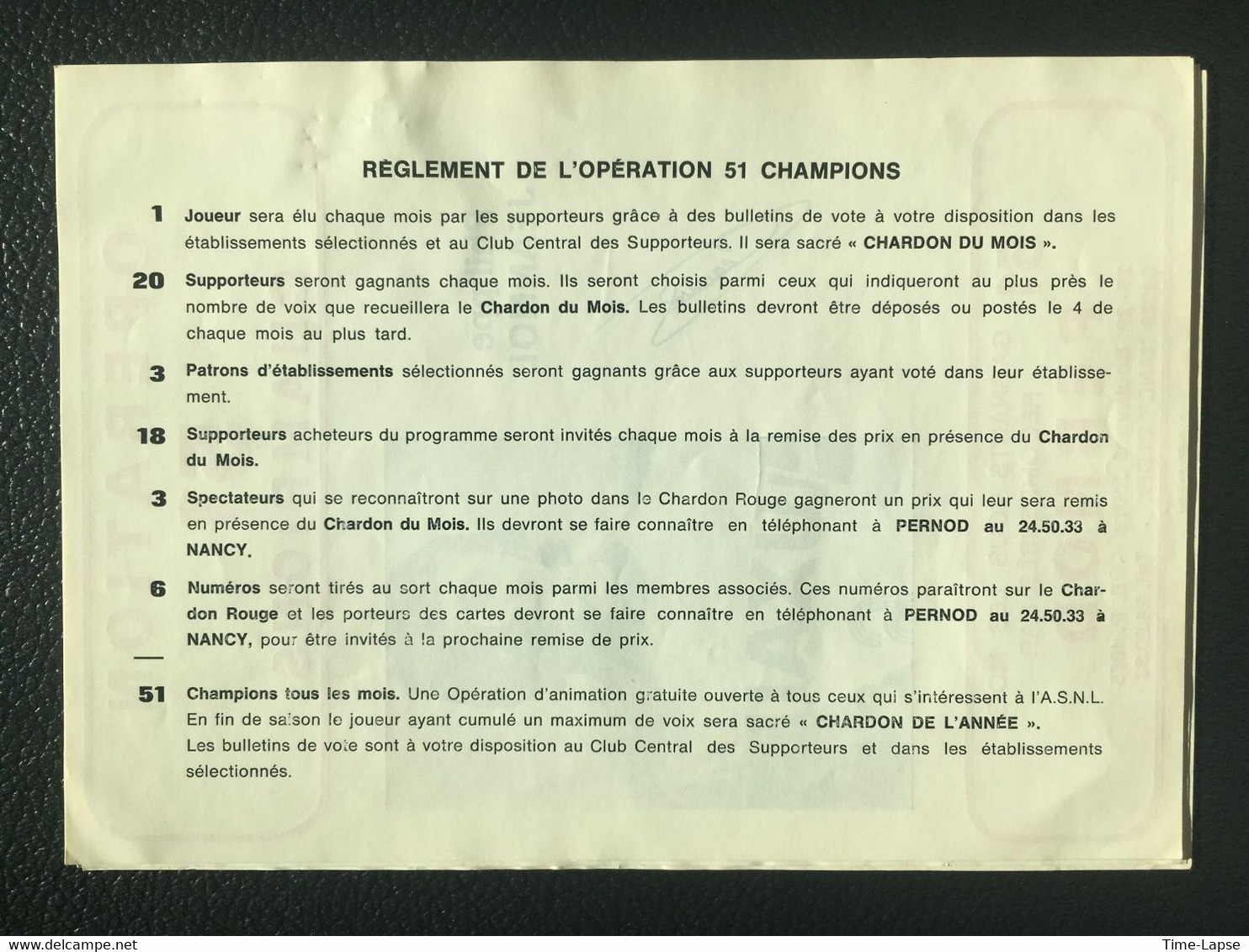 Publicité PERNOD / FOOTBALL NANCY - Opération 51 Champions - Autographes Philippe Jeannol - AS NANCY Lorraine - Authographs