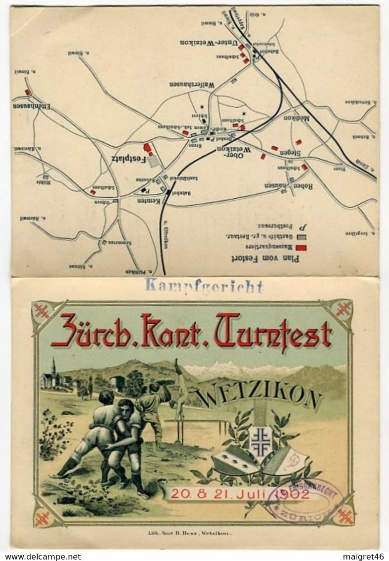 PROGRAMMA MANIFESTAZIONE KANTONAL TURNFEST WETZIKON 20 21 JULI ANNO 1902 ZURIGO SVIZZERA - Wetzikon