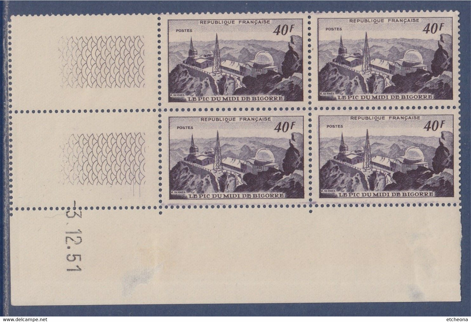 Le Pic Du Midi De Bigorre, Observatoire, Coin Daté N°916 Neuf 3.12.51 - 1950-1959