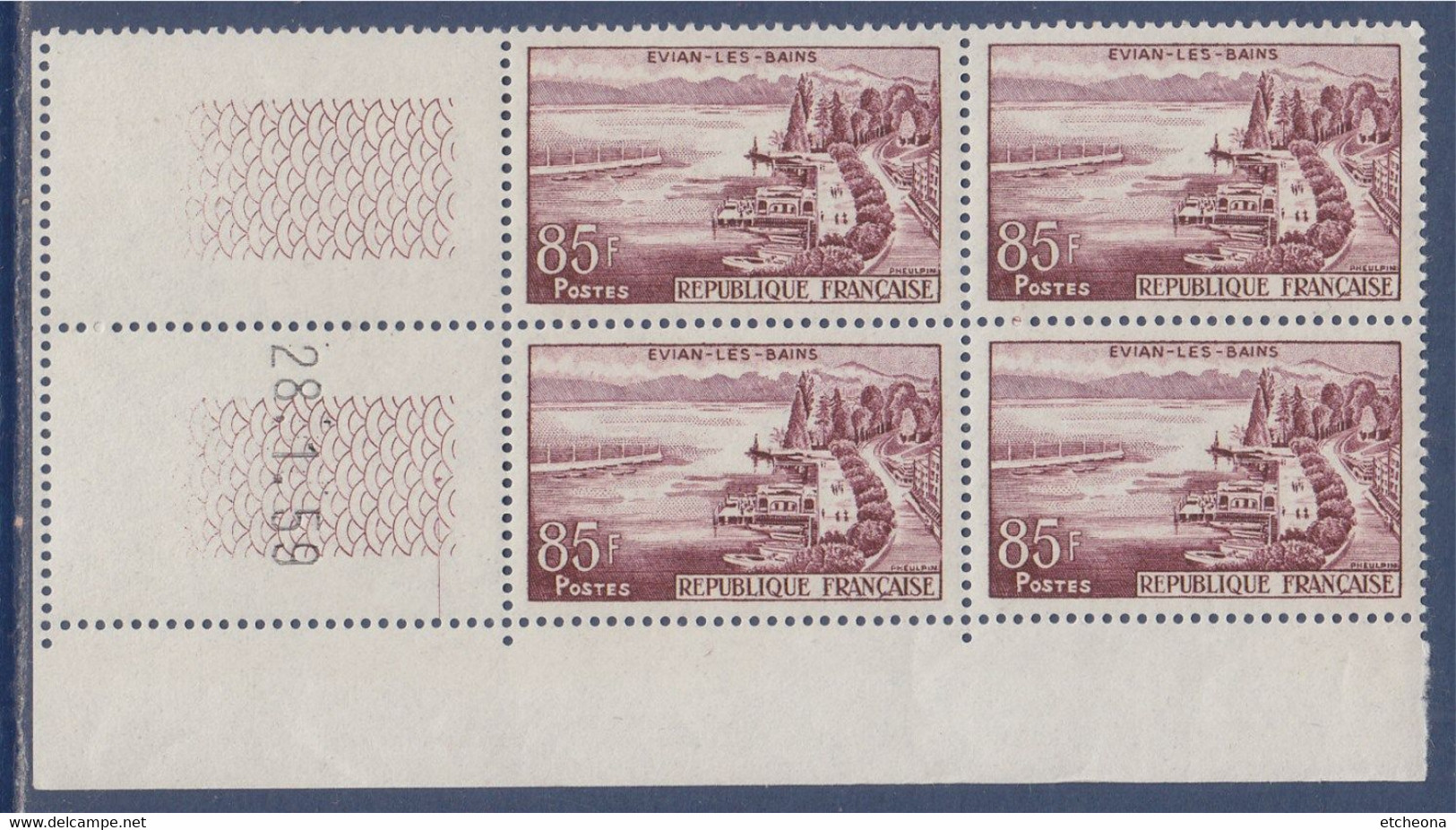 Série Touristique, Le Lac Et Les Appontements D'Evian Les Bains, Coin Daté N°1193 Neuf 28.1.59 - 1950-1959