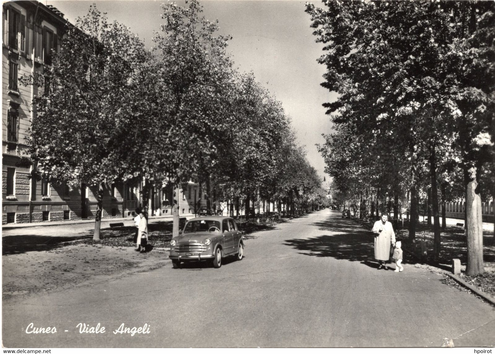 CUNEO - VIALE ANGELI ANIMATA CON AUTO D'EPOCA - VIAGGIATA 1958 - (rif. Z64) - Cuneo