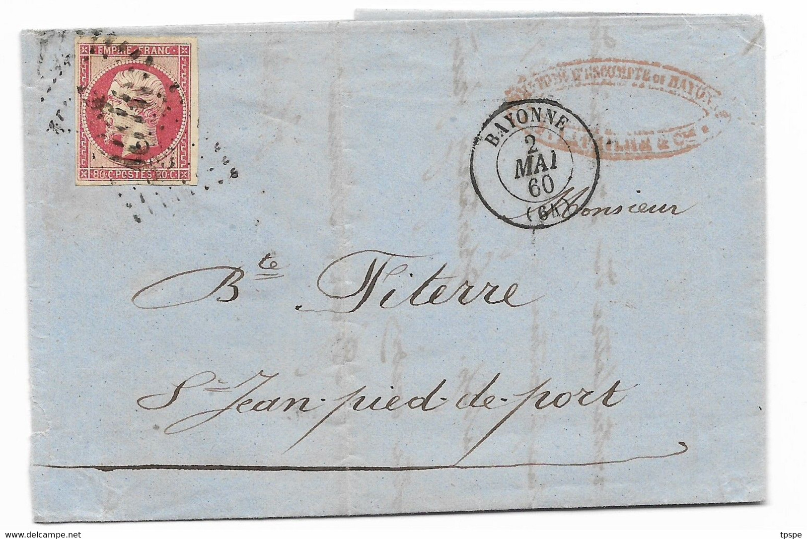 N°17 (TB) Sur Lettre De Bayonne 1860, Voir Photos - 1849-1876: Periodo Clásico