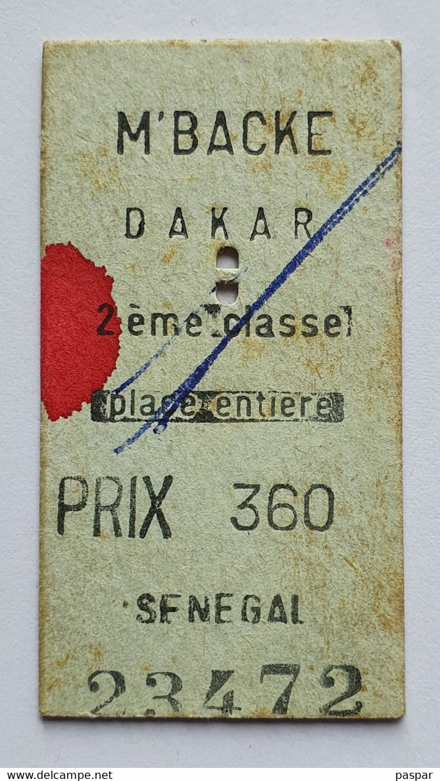 Ticket De Train M'Backe / Dakar - Sénégal Soudan Français Afrique - 1er Janvier 1970 - Wereld