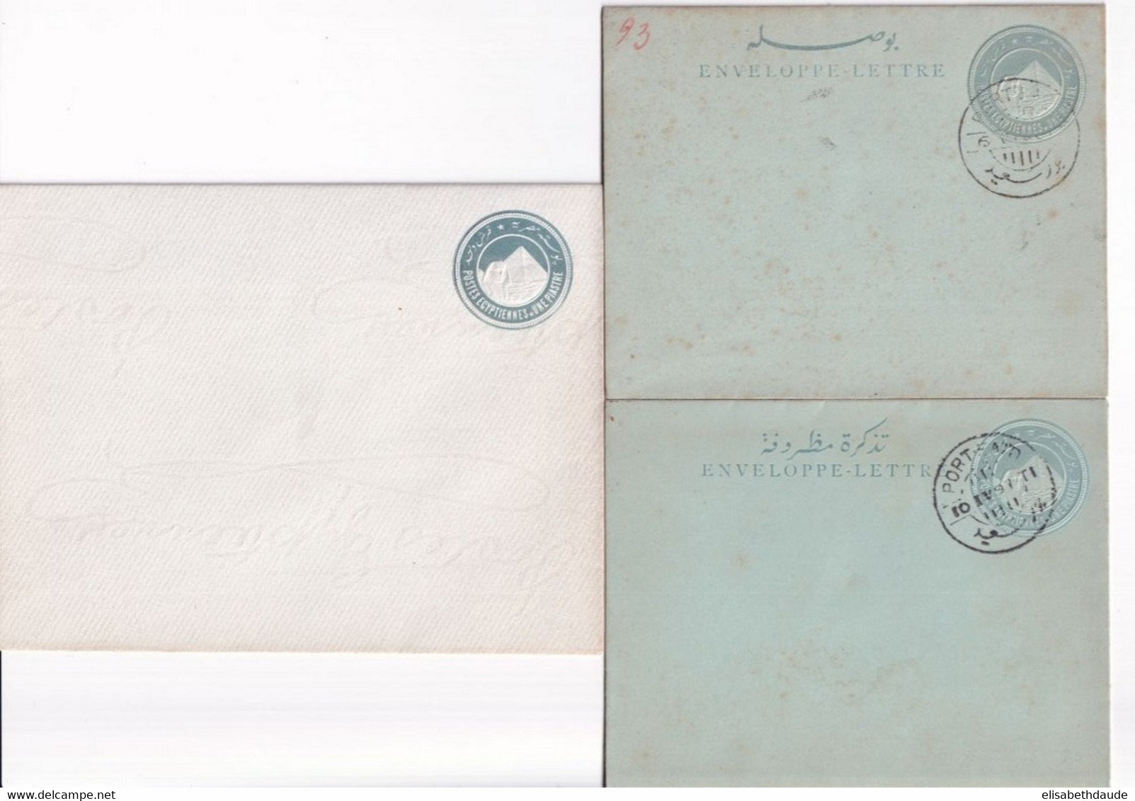 EGYPTE - AVANT 1900 - ENTIERS POSTAUX - 3 ENVELOPPES TYPE PYRAMIDE/SPHINX NEUVE/OBLITEREES PORT SAÏD - 1866-1914 Khedivate Of Egypt