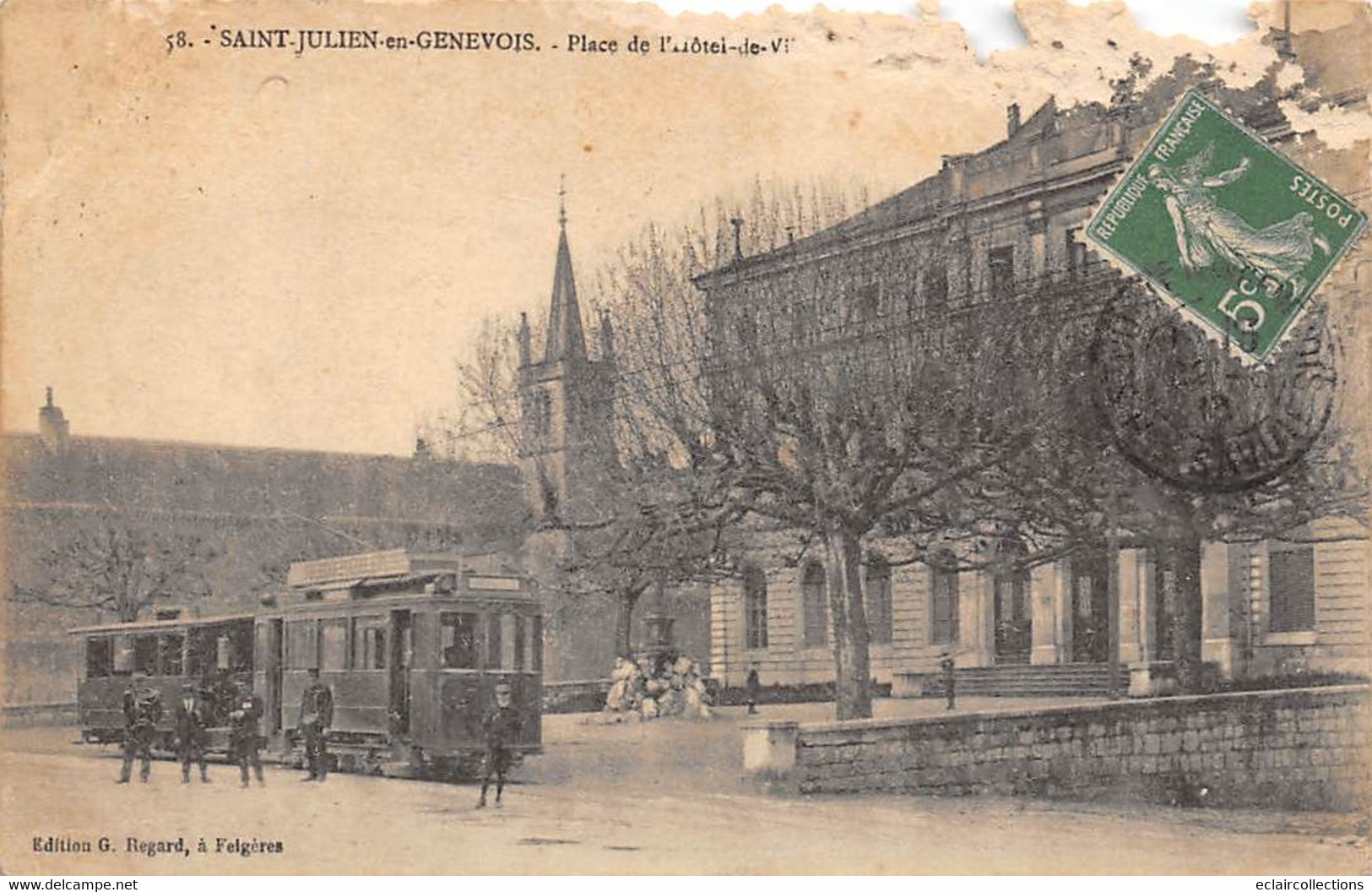 Saint Julien En Genevois             74      Place De L'Hôtel De Ville. Tramway    -  Carte Abimée -         (voir Scan) - Saint-Julien-en-Genevois