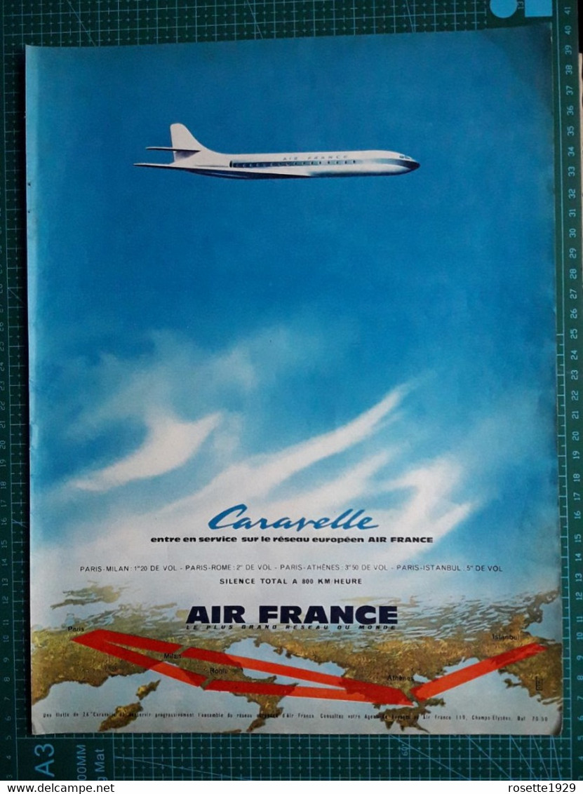 Ancienne Pub Aviation, Air France Avion Caravelle - Pubblicitari