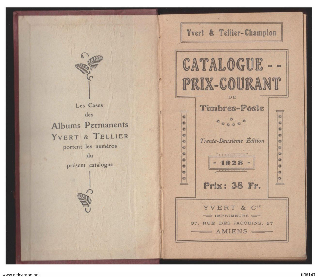 CATALOGUE YVERT & TELLIER CHAMPION -- 1928 -- - Francia