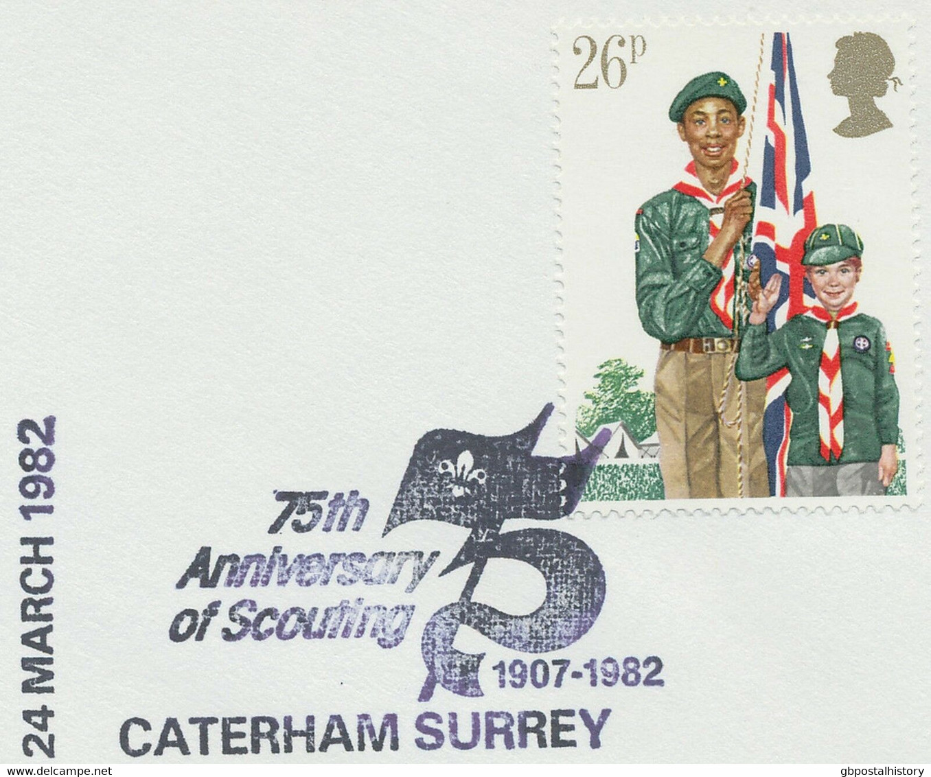 GB 1982, Youth Organisations 26 P 75th Anniversary Of Scouting - CATERHAM SURREY - 1981-1990 Decimal Issues