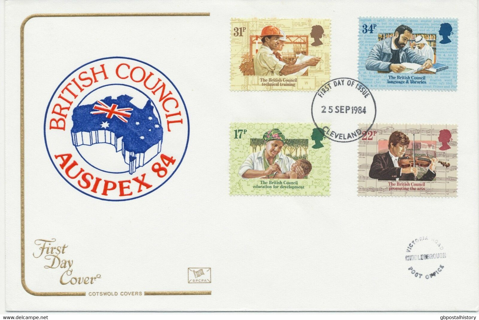 GB 1984 50th Anniversary Of The British Council Superb Cotswold FDC CLEVELAND - 1981-1990 Decimale Uitgaven