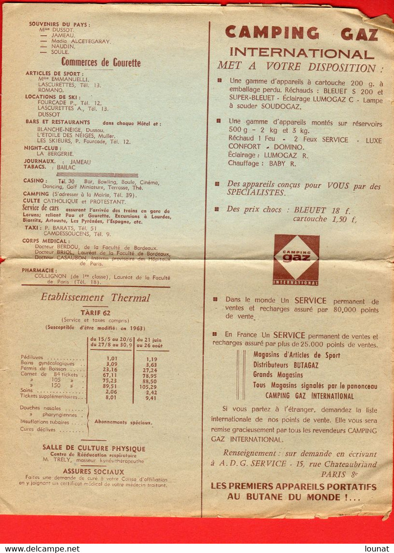 Plan - LES EAUX BONNES - Plan De La Station Thermale - Publicité Camping Gaz - Syndicat D'initiative (en L'état) - Europe