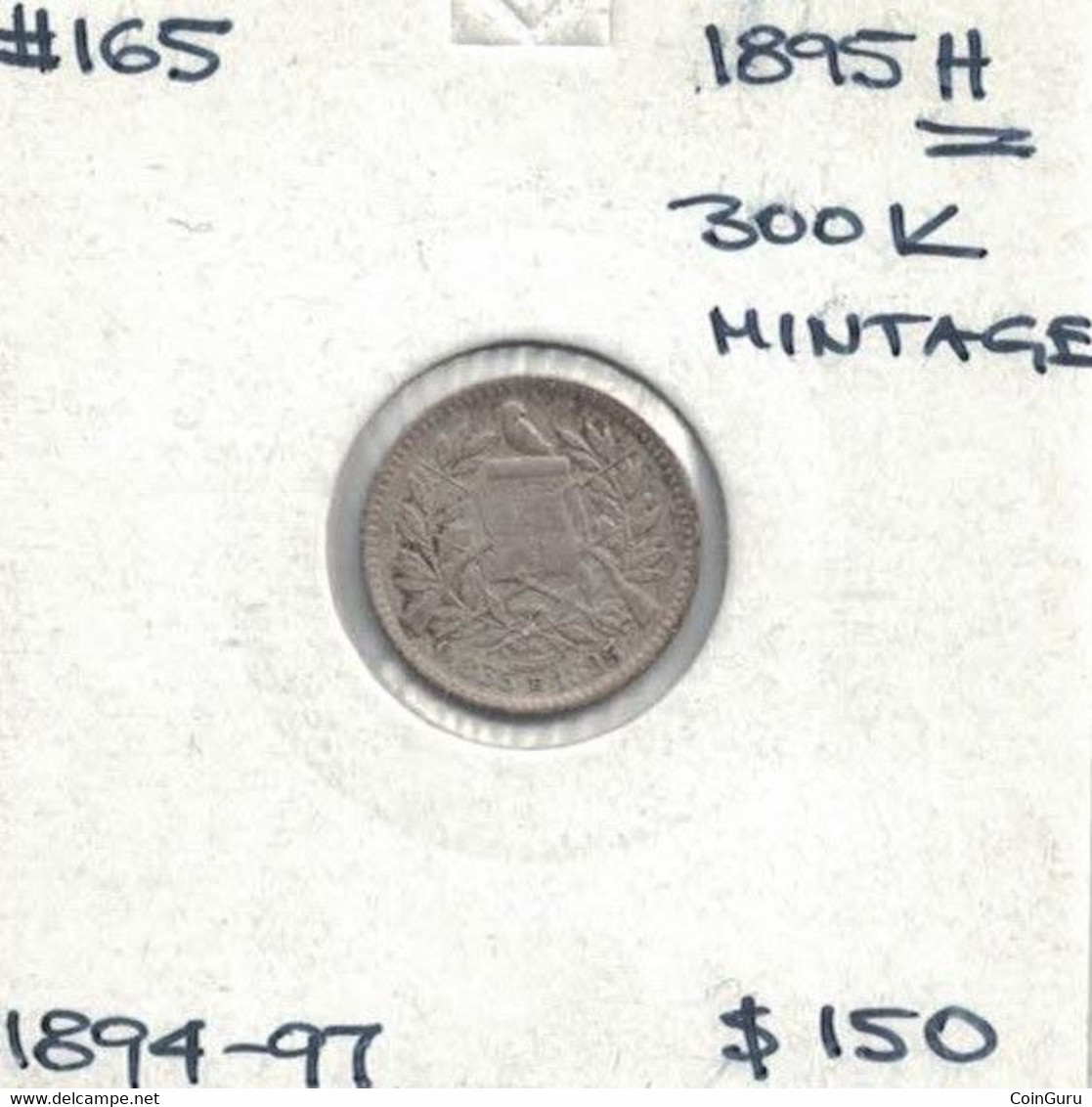 Guatemala 1/2 Real 1895 H, KM#165, 300K Mintage, Scarce In High Grade - Guatemala