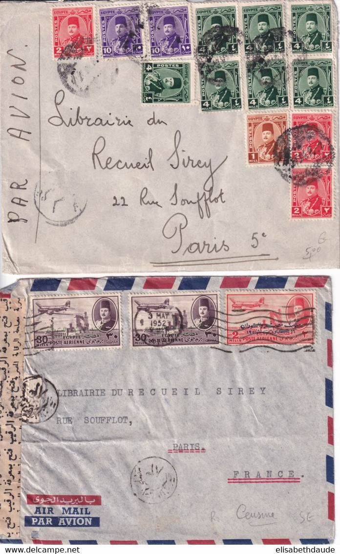 EGYPTE - ANNEES 50 - SELECTION De 6 LETTRES Avec CENSURES => FRANCE - 6 SCANS ! - Storia Postale