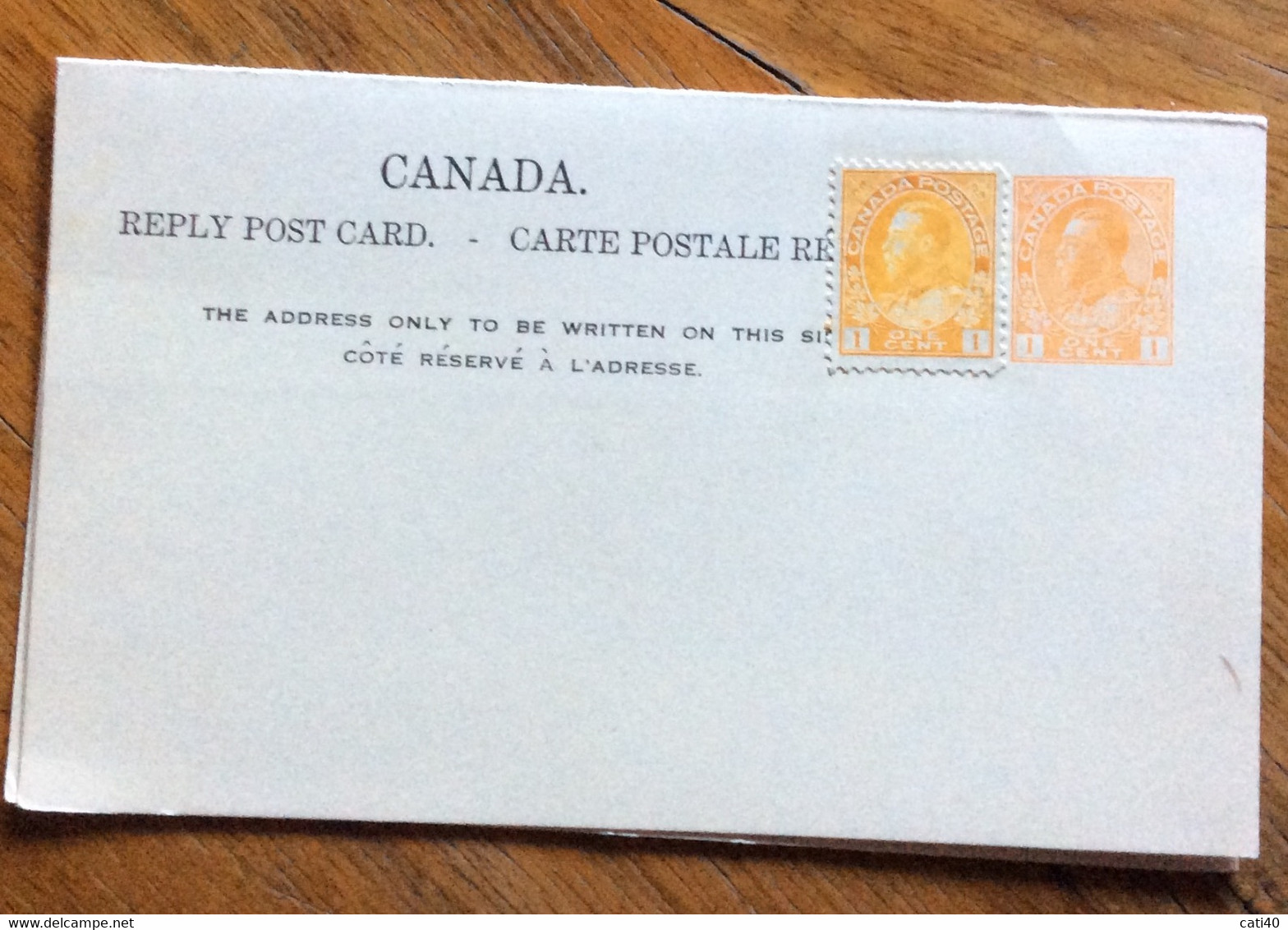 CANADA - EDWARD - REPLEY POST CARD + REPONSE  ONE CENT + ONE CENT - NEW - Covers & Documents