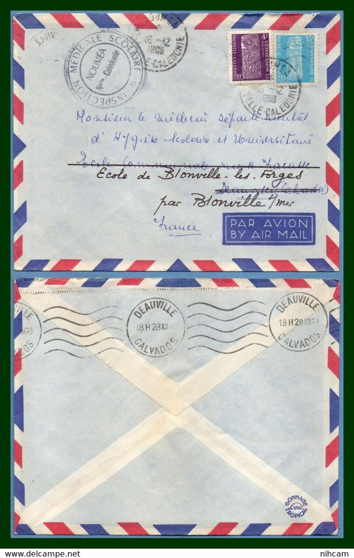 Nouvelle Calédonie Service N° 4 + 8 / Lettre Nouméa 1960 Inspection Médicale  > France Deauville OMEC >> Blonville - Service