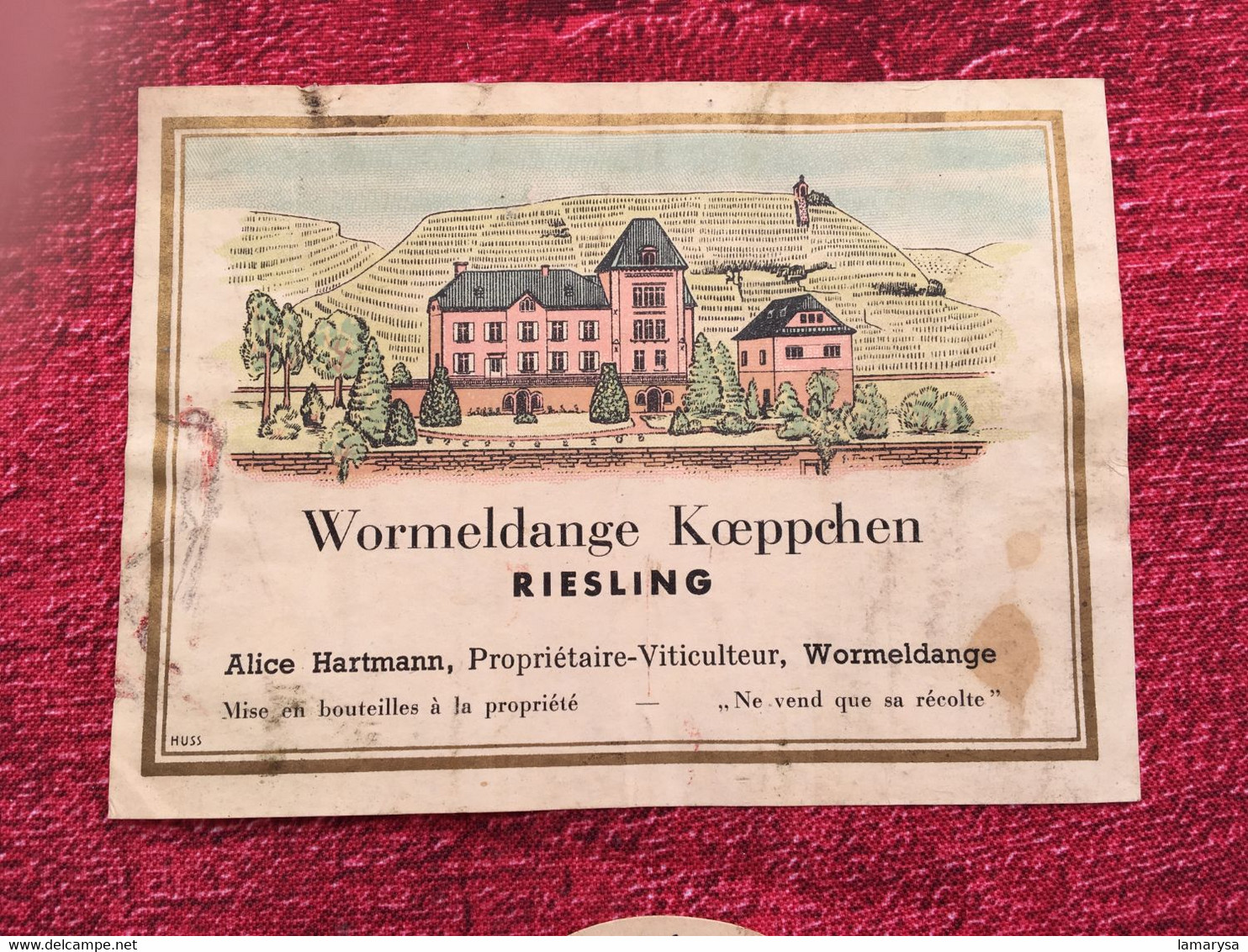 RIESLING WOORMELDANGE KOEPPCHEN✔️Bistrot Alimentation Étiquette De Vin Vignoble-☛décollé - Riesling