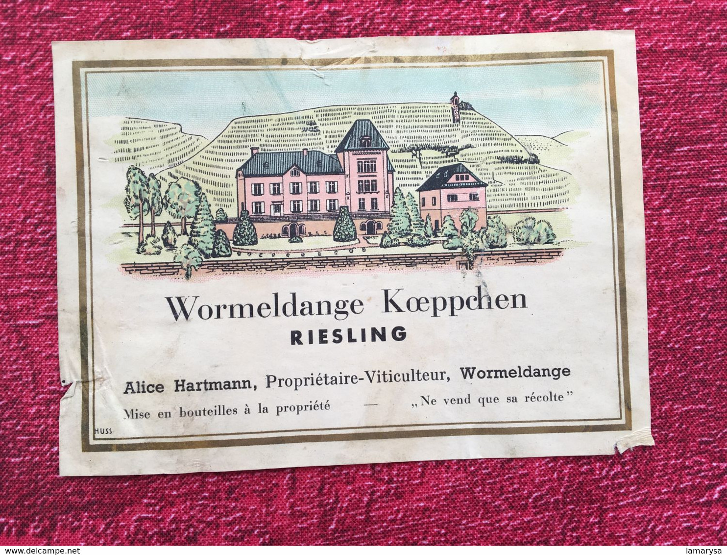 RIESLING WORMELDANGE KOEPPCHEN✔️Bistrot Alimentation Étiquette De Vin Vignoble-☛décollé - Riesling