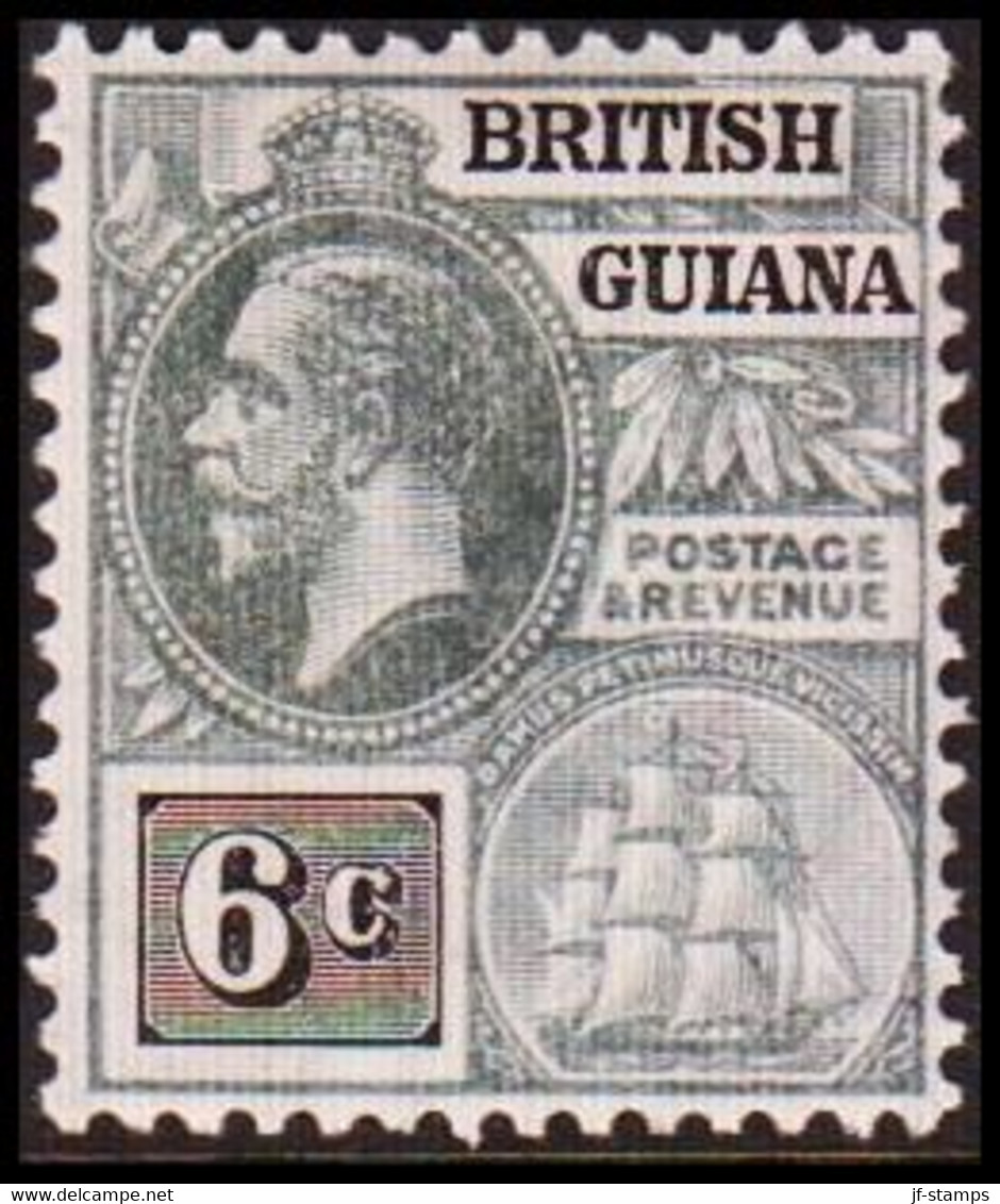 1913-1917. BRITISH GUIANA. Georg V. & Fregatt „Sandbach“ 6 C. Hinged.  (Michel 132) - JF416100 - British Guiana (...-1966)