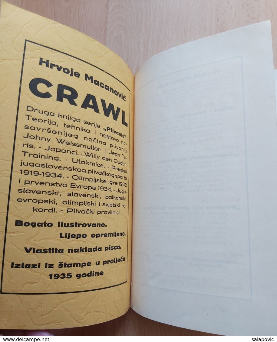 SOKOL, Swimming PLIVANJE U SOKOLU, HRVOJE MACANOVIC  SPLIT 1934 - Natation