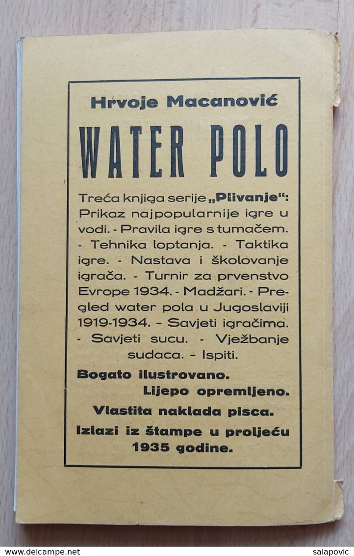 SOKOL, Swimming PLIVANJE U SOKOLU, HRVOJE MACANOVIC  SPLIT 1934