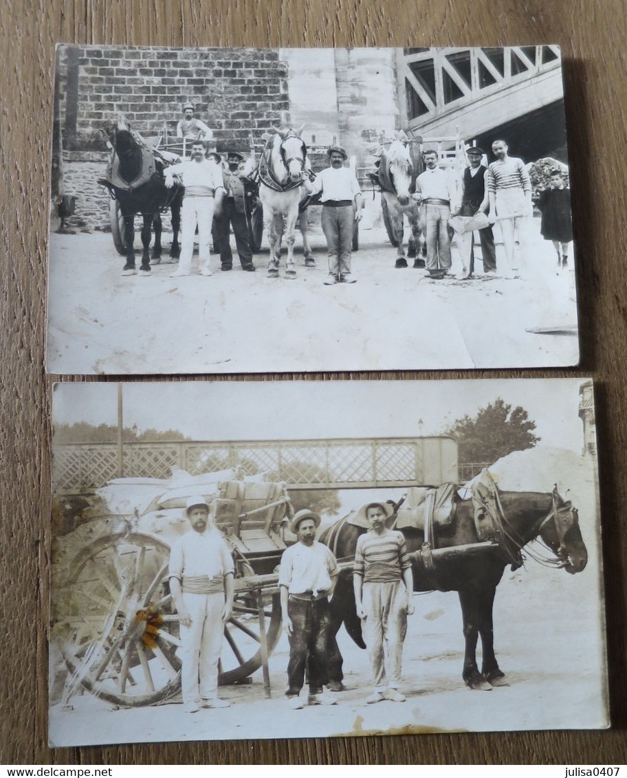 TRANSPORT ATTELAGES DE CHEVAUX 2 Cartes Photos Gros Plan - A Identifier