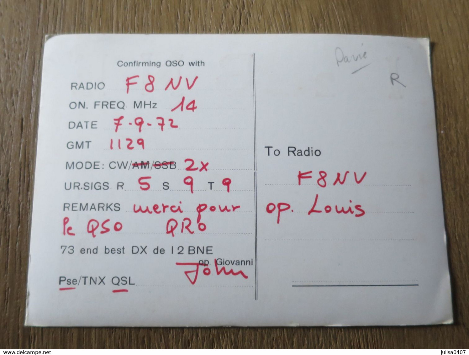 BELGIOIOSO (Italie) Carte Radio Amateur - Otros & Sin Clasificación