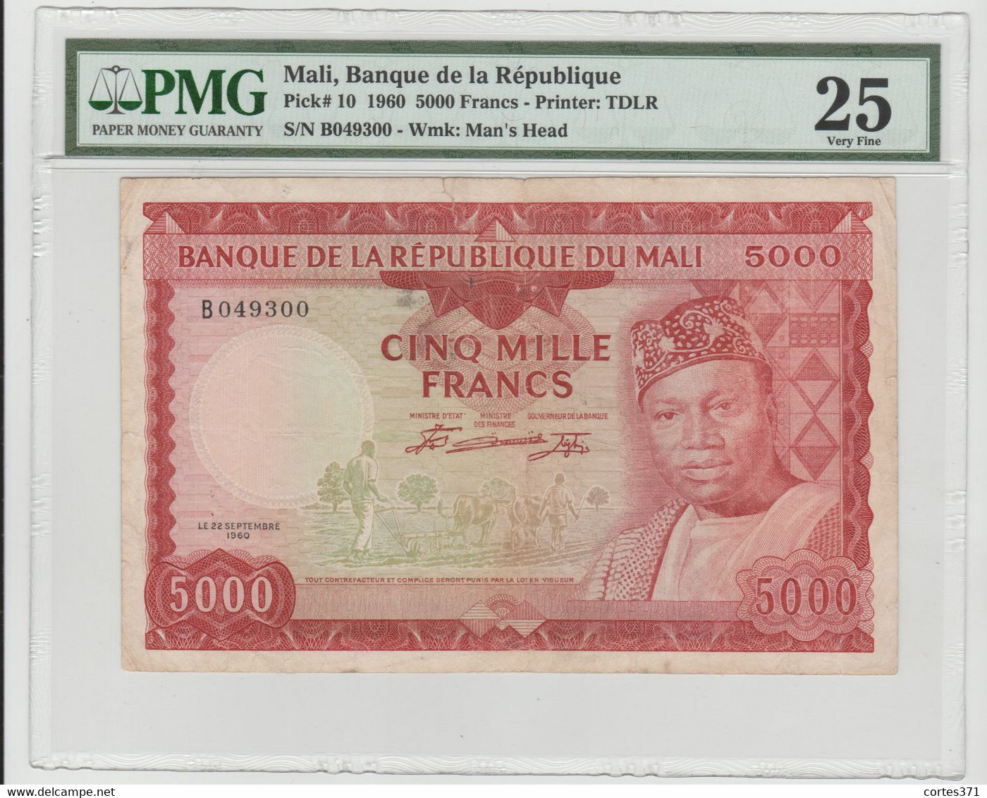 Mali 5000 Francs 1960 P-10a VF PMG 25 - RARE - Mali