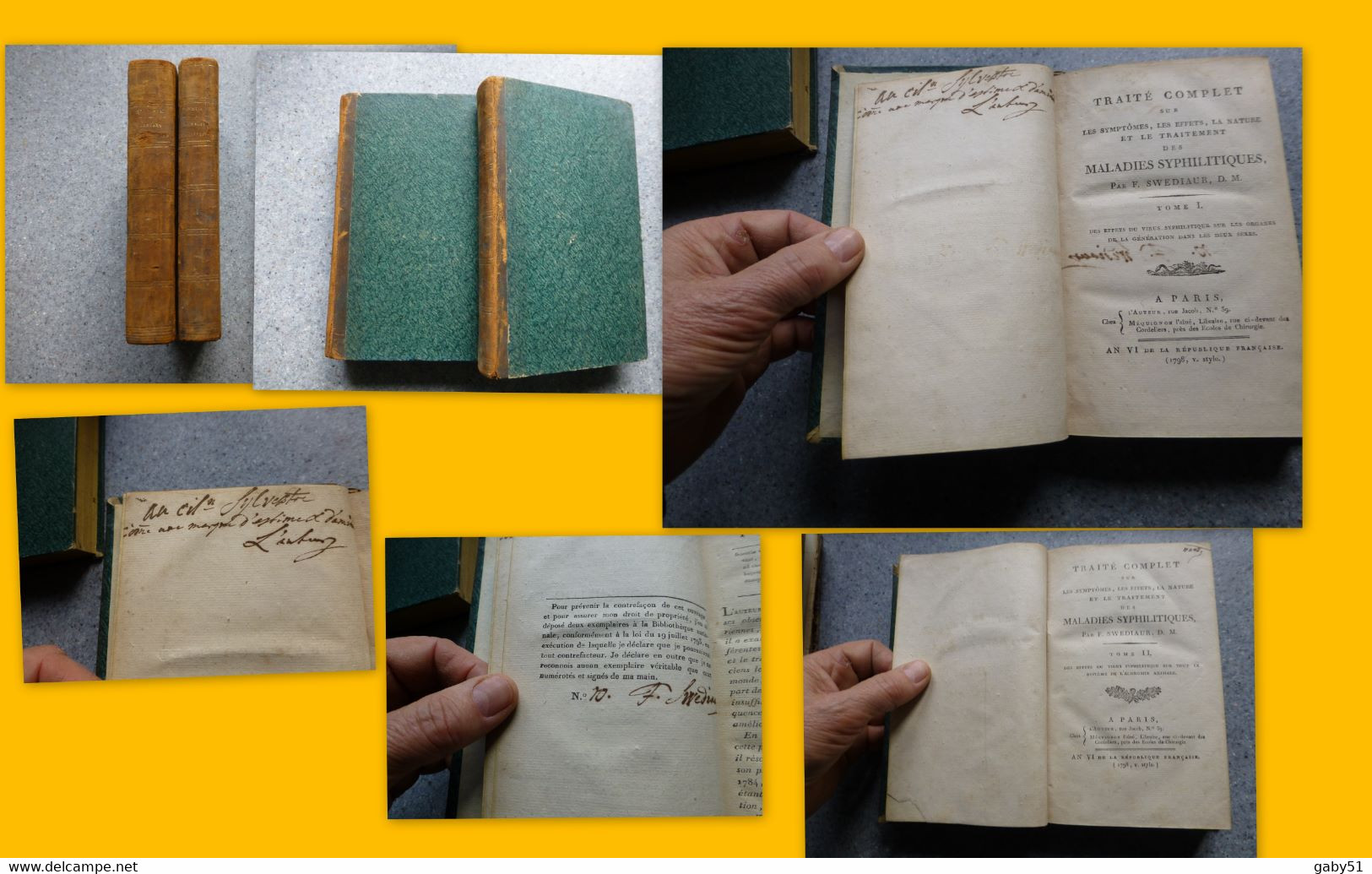 Traité Complet Des Maladies Syphillitiques, Swediaur, 1798, Avec Envoi Exemplaire N°10 Signé, 2 Tomes, RARE ; SOL01 - 1801-1900