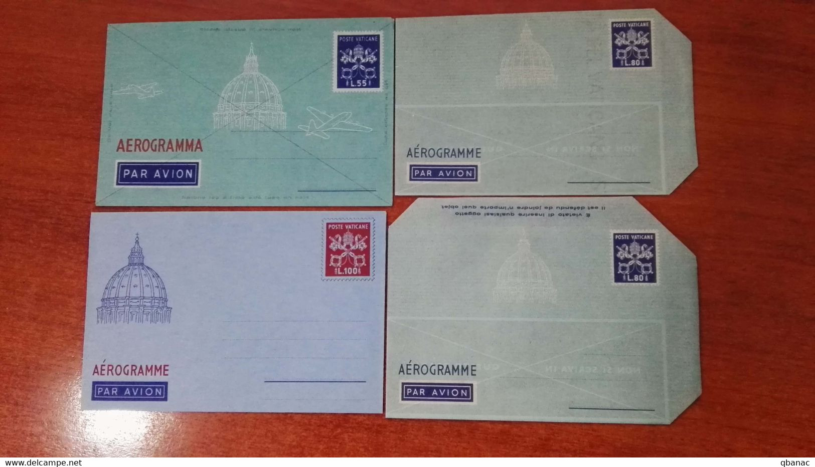 Vatican Aerogramme, Aerogramma, 4 Different: 55L, 80L (with/out Wmk) And 100 Lire, Excellent Mint State - Postal Stationeries