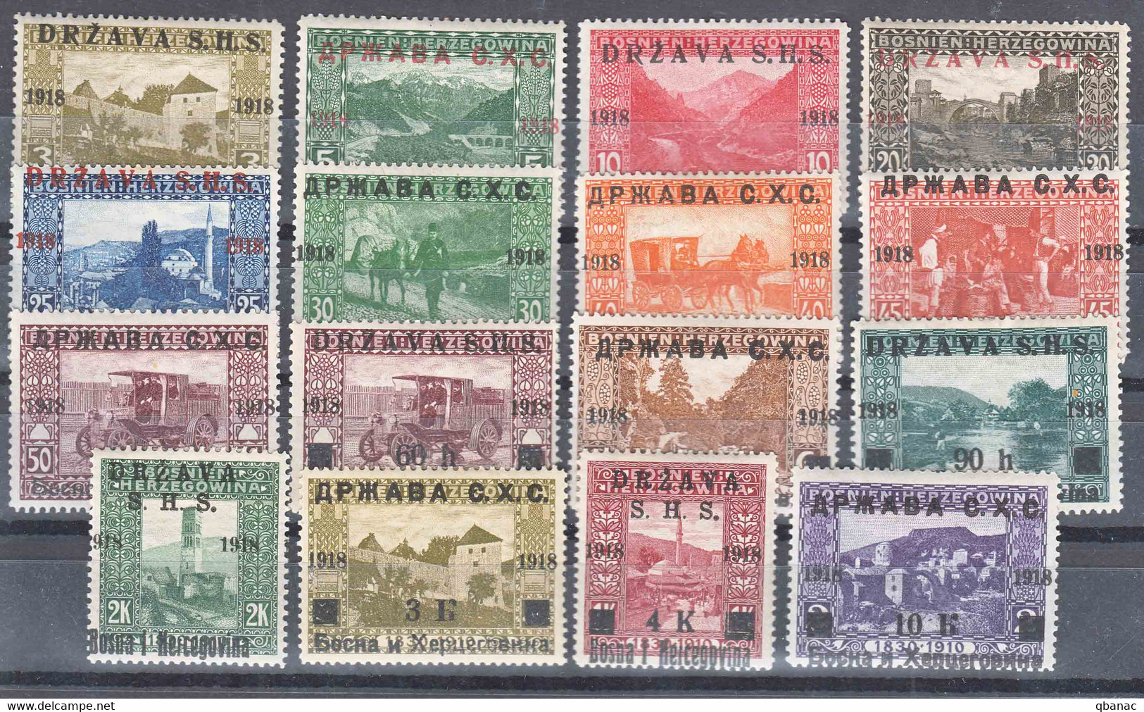 Yugoslavia Kingdom SHS, Issues For Bosnia 1918 Mi#1-16 Mint Hinged - Nuevos