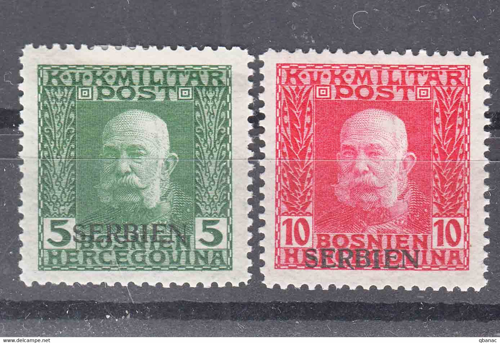 Austria Occupation Of Serbia In WWI Serbien Overprint 1914-1916 Mi#4,6 Mint Hinged - Neufs