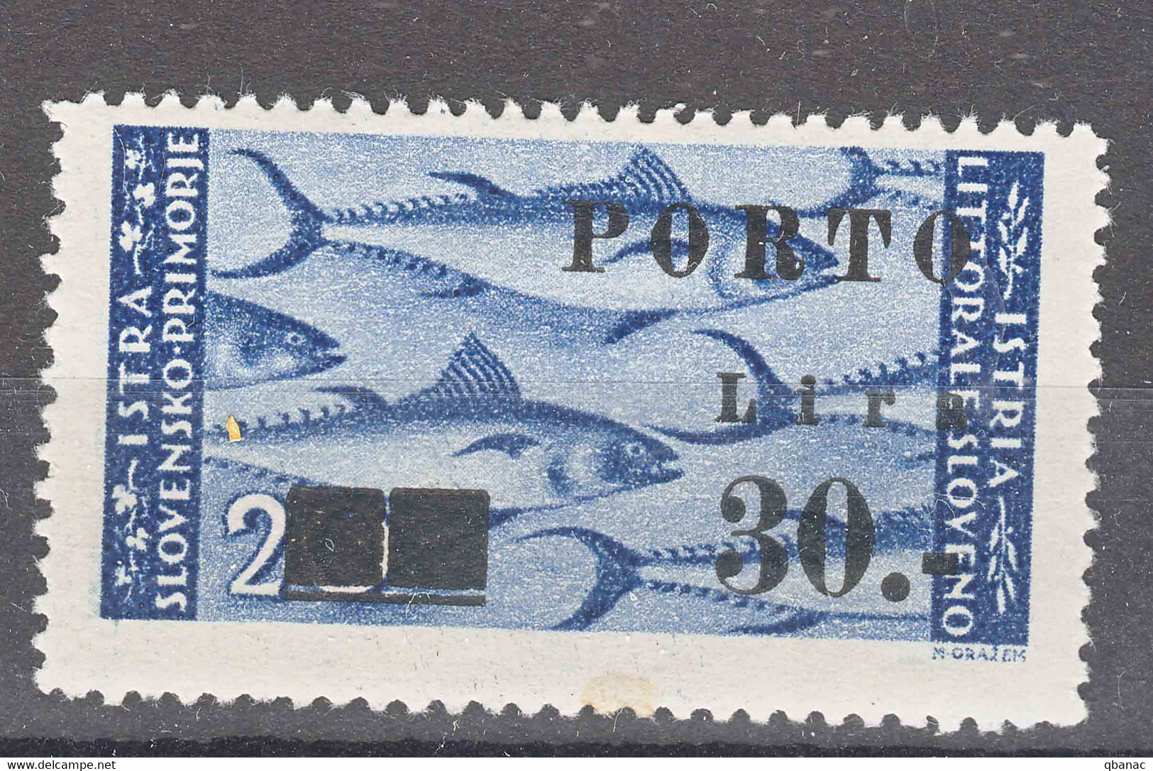 Istria Litorale Yugoslavia Occupation, Porto 1946 Sassone#19 Overprint II, Mint Hinged - Joegoslavische Bez.: Istrië