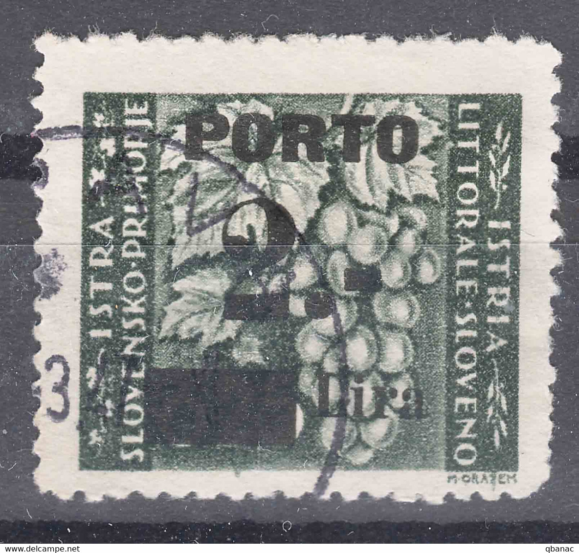 Istria Litorale Yugoslavia Occupation, Porto 1946 Sassone#15 Overprint I, Used - Joegoslavische Bez.: Istrië