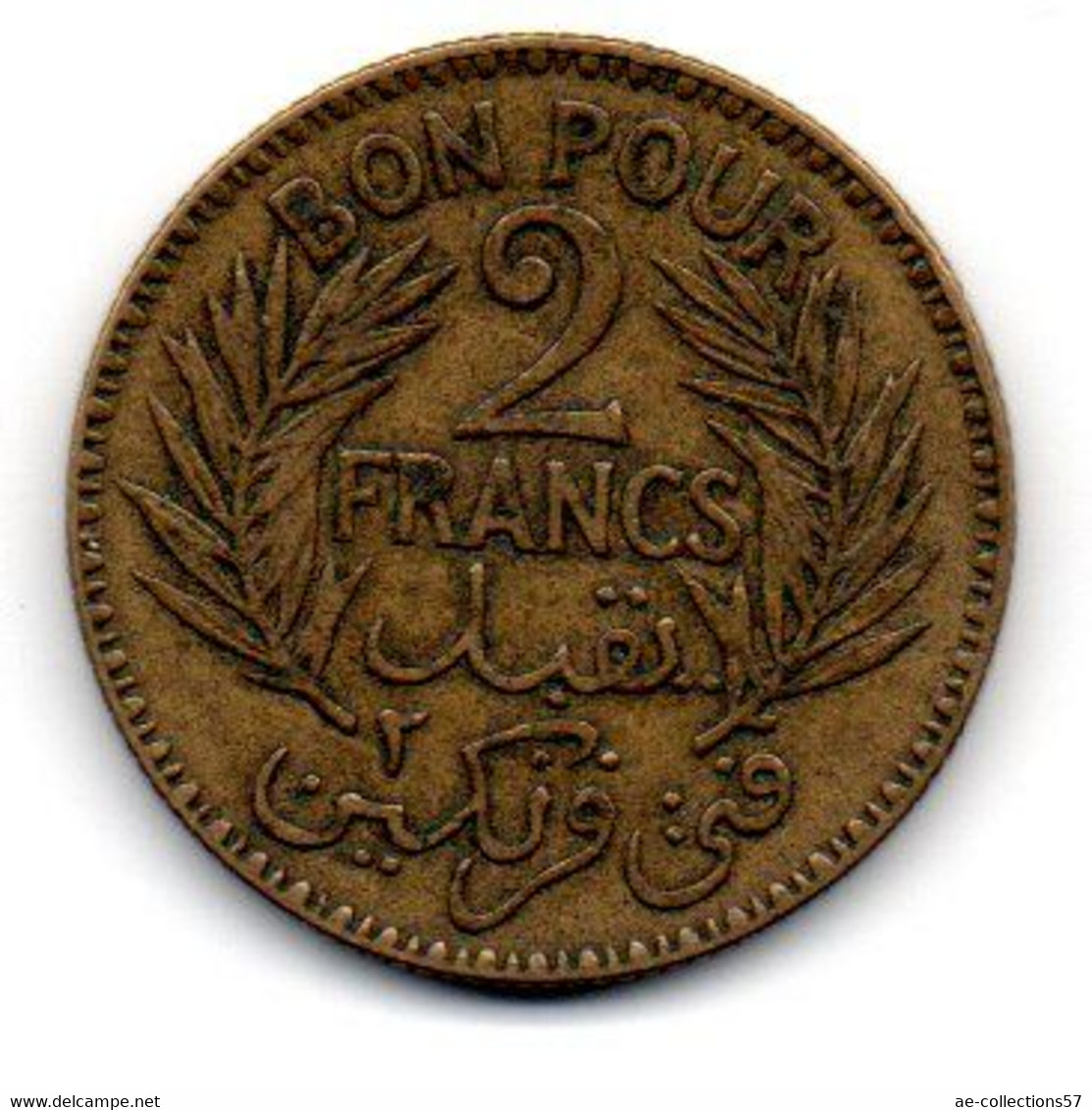 Tunisie -  2 Francs 1921 TB+ - Tunisie